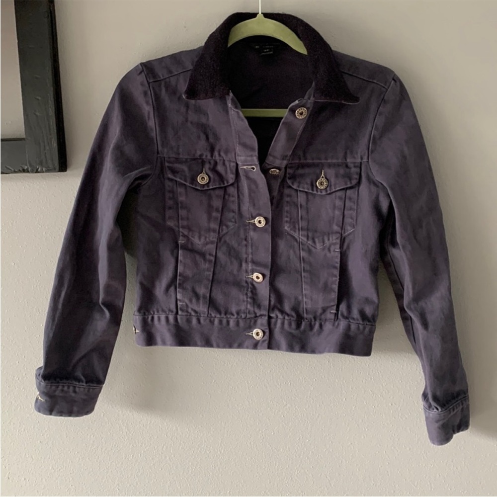 Club Monaco Gray Button Up Collared Trucker Jacket